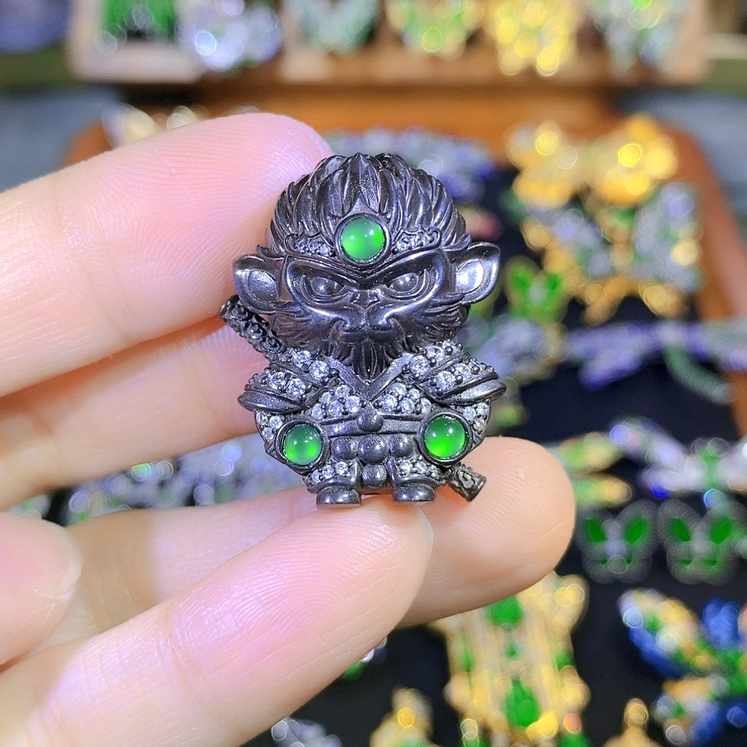 吊坠(不含链)银S925镶嵌翡翠