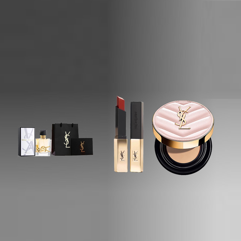 YVES SAINT LAURENT黑粉皮革气垫12g控油持久不脱妆正品正装