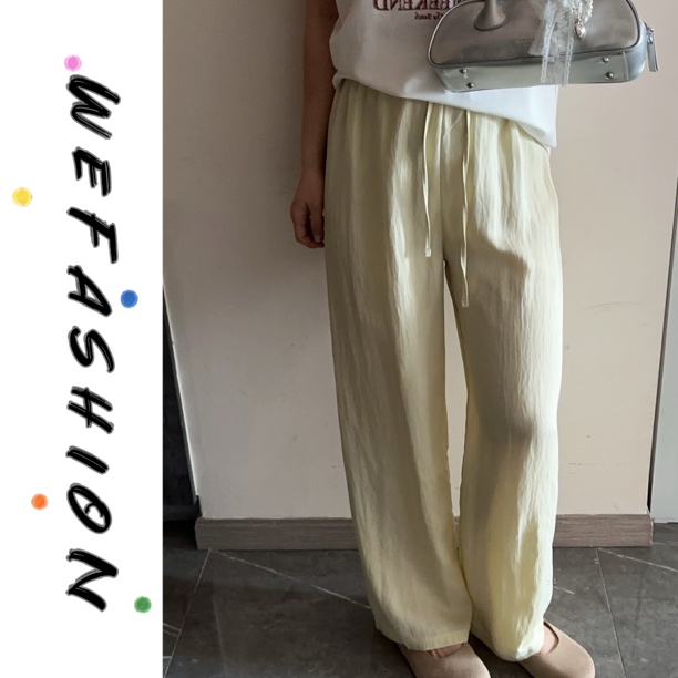 【WE】夏季新款松弛感松紧腰抽绳休闲长裤267