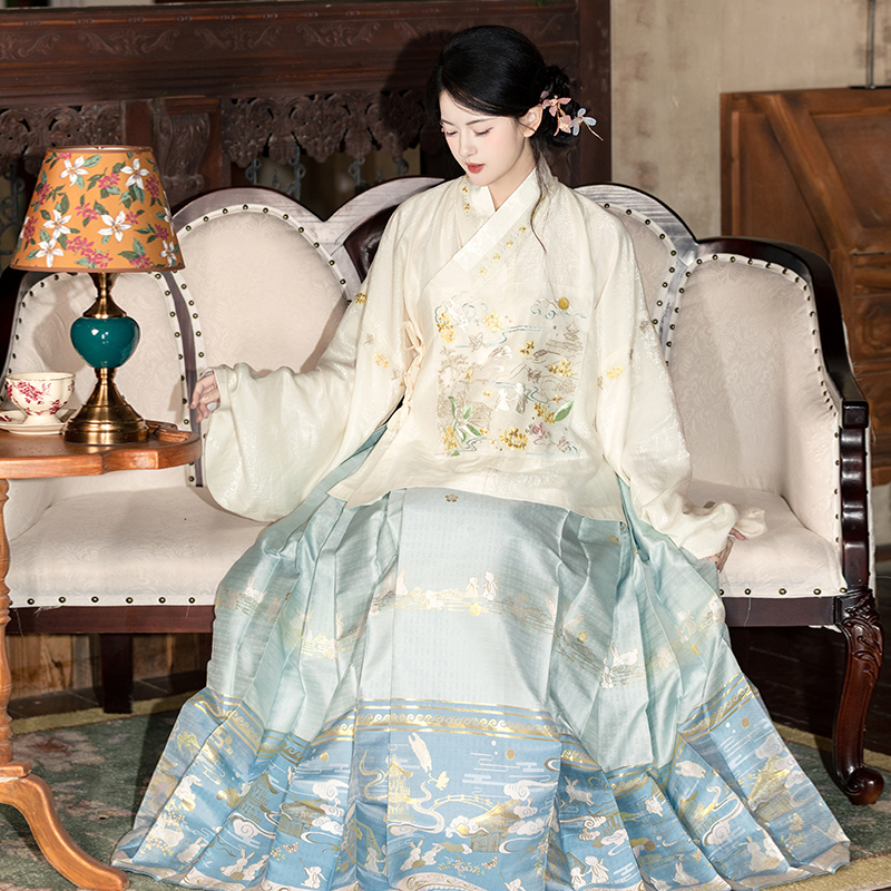 重回汉唐 瑶池月 原创明制交领直领大襟袄新中式汉服女装