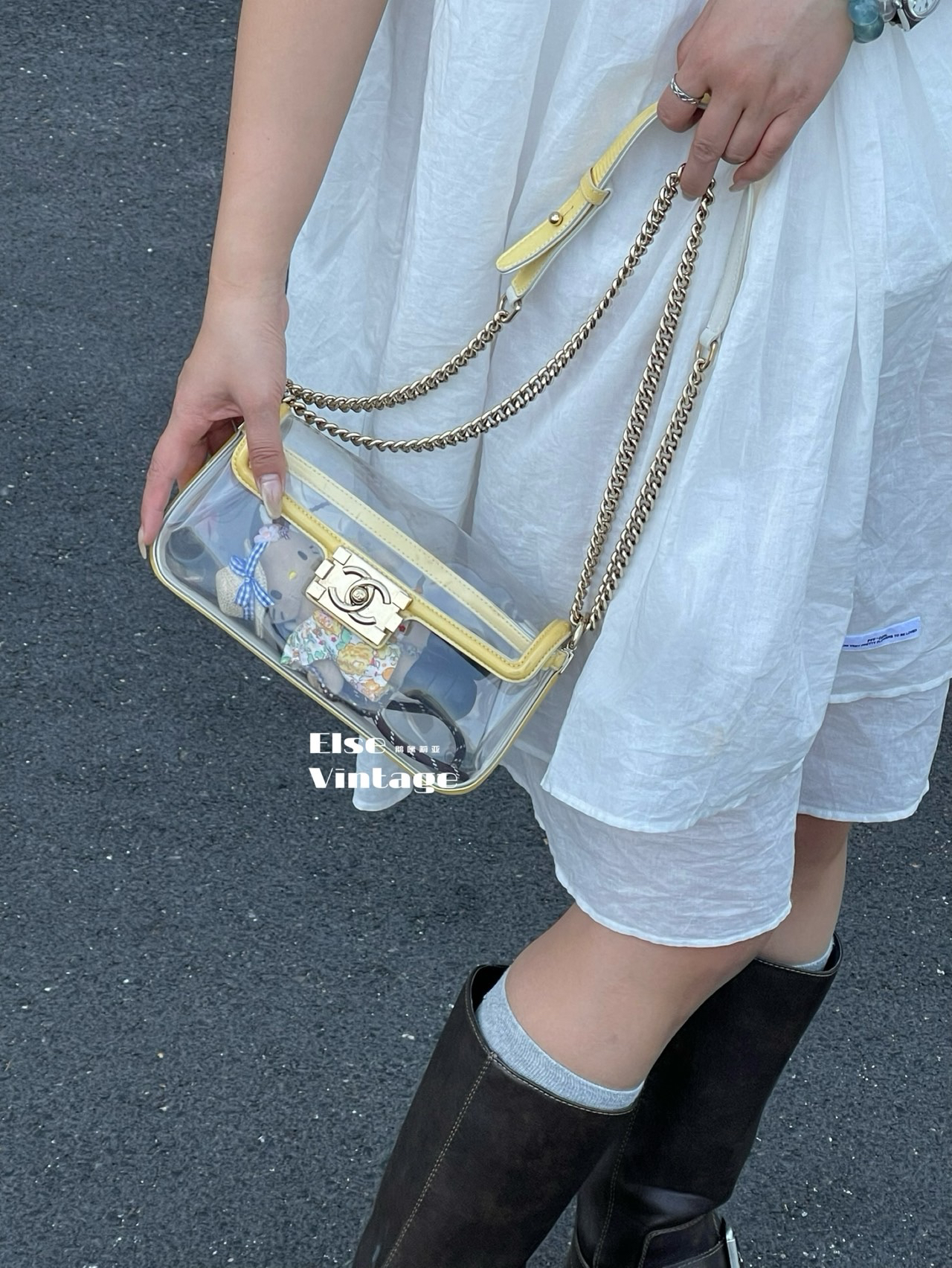 95新 Chanel/香奈儿 Chanel透明口盖包单肩包