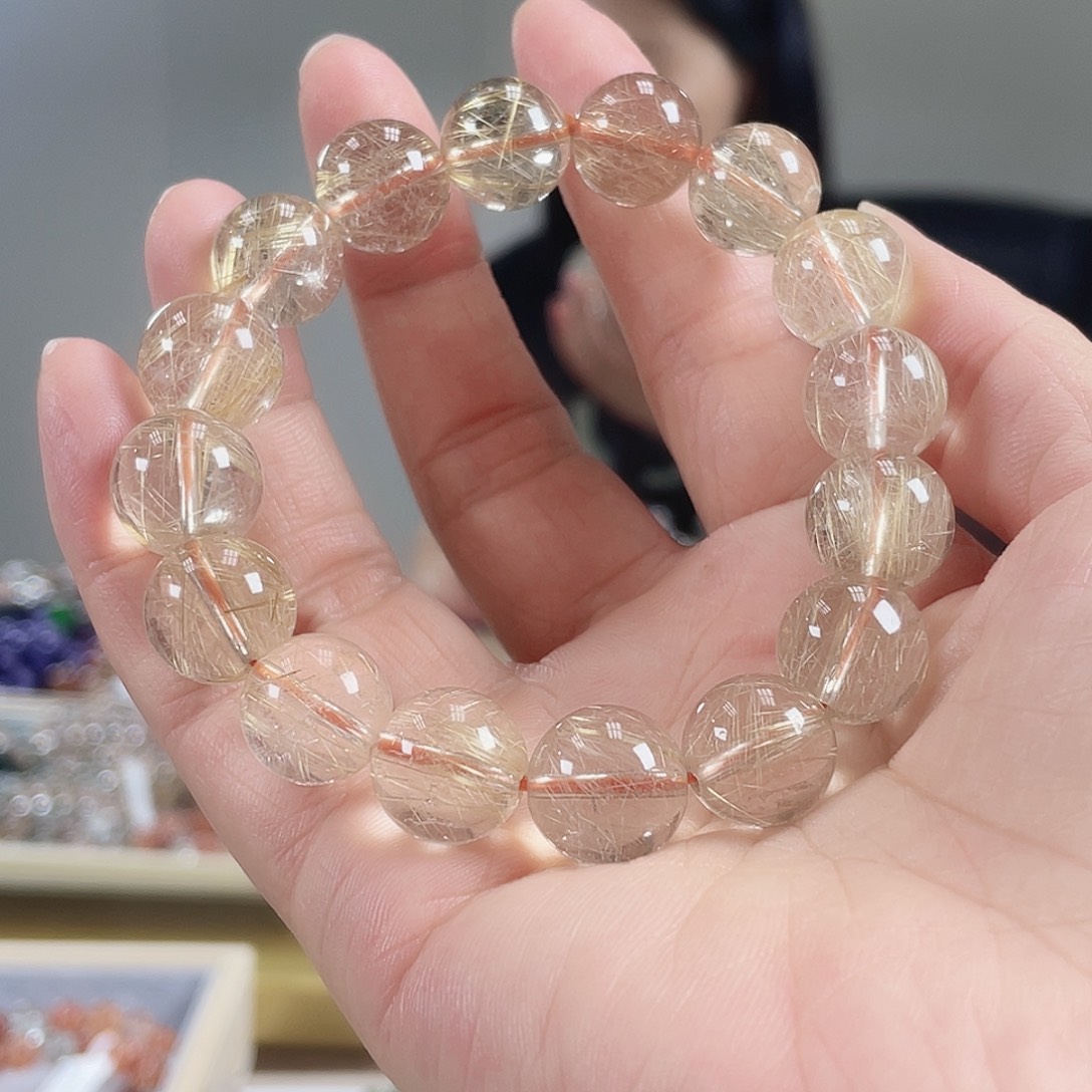 水晶手链未镶嵌时***语金发晶