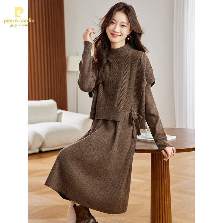 皮尔卡丹秋冬显瘦气质女款套装时尚复古收腰洋气修身休闲减龄慵懒