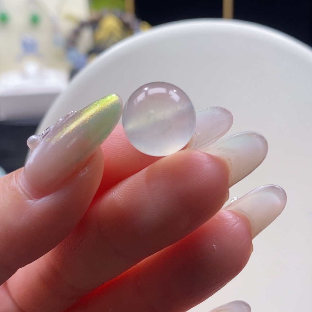 翡翠未镶嵌颈饰翡翠冰飘雪花点珠13.07mm