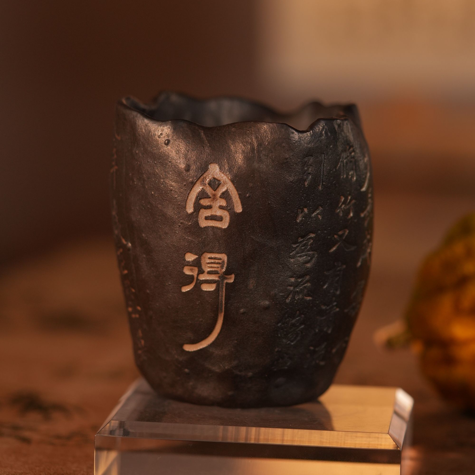 景德镇柴烧侘寂风陶泥禅意茶道公杯