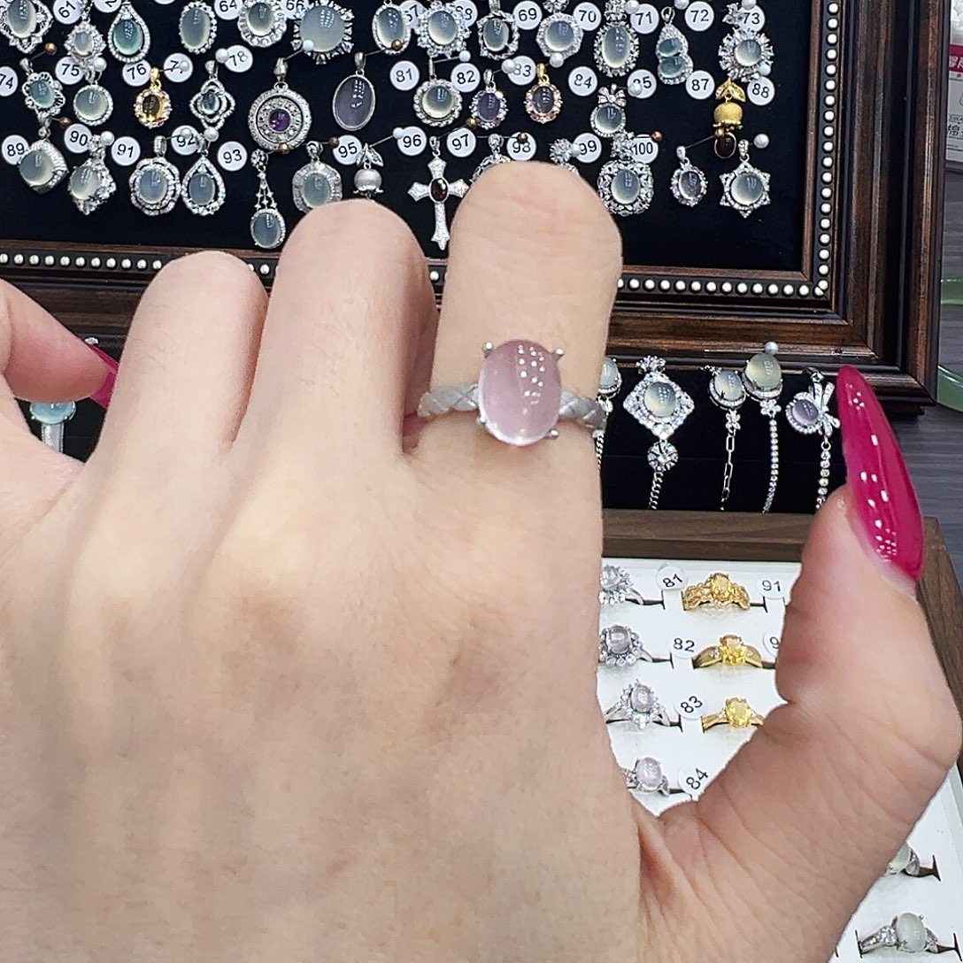 烟晶戒指银S925镶嵌