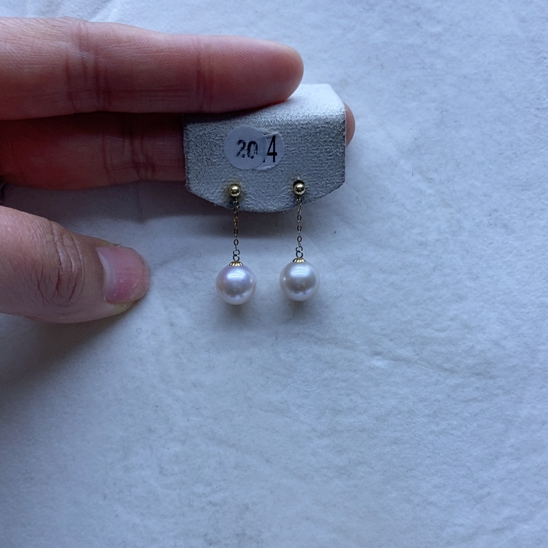 淡水珍珠耳饰18K金镶嵌204