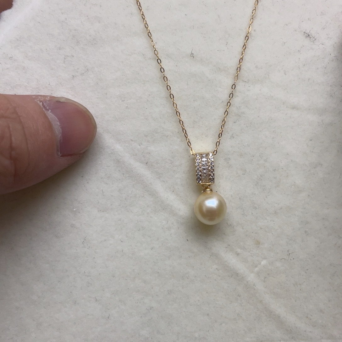 项链银S925镶嵌海水珍珠