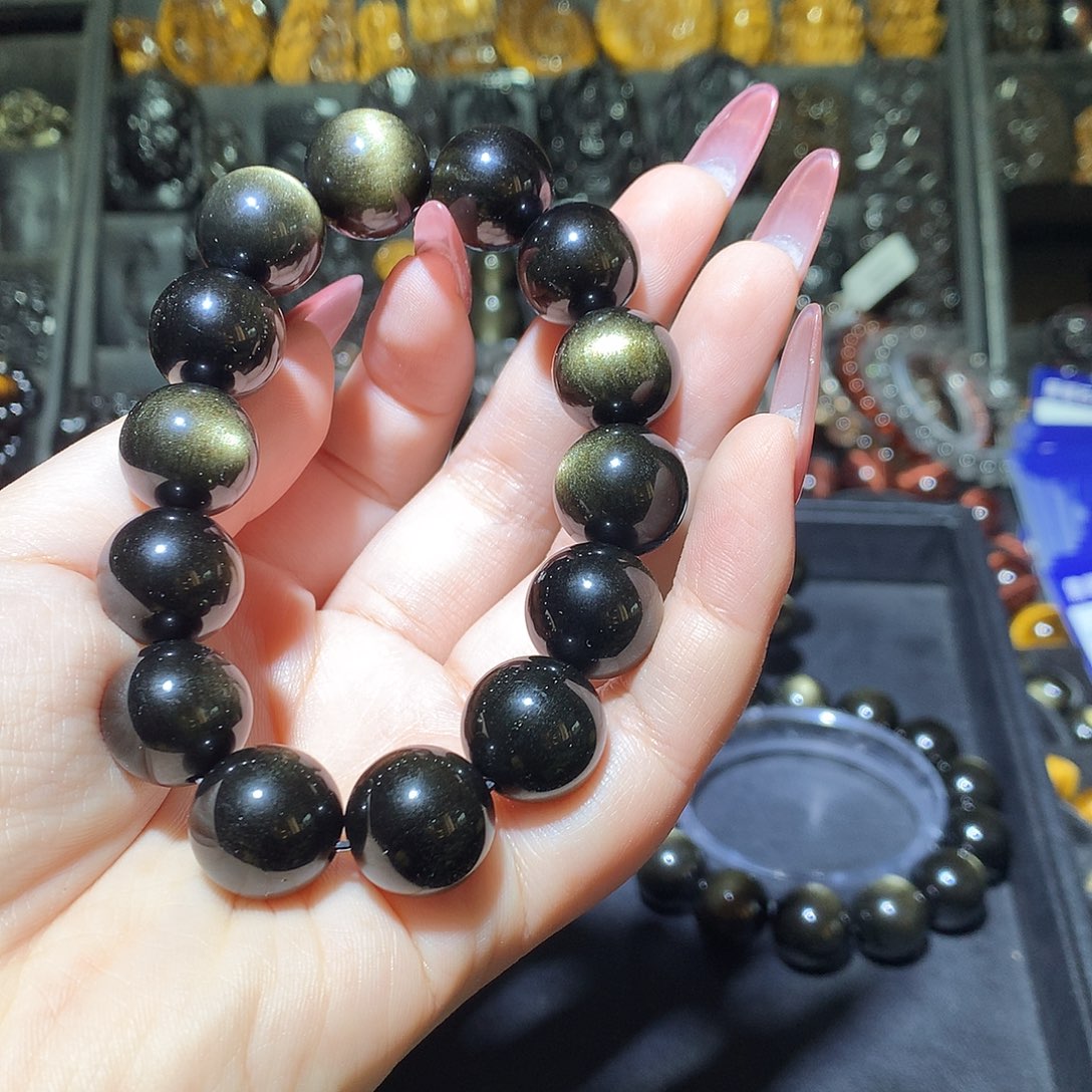 黑曜岩手链未镶嵌两*兽