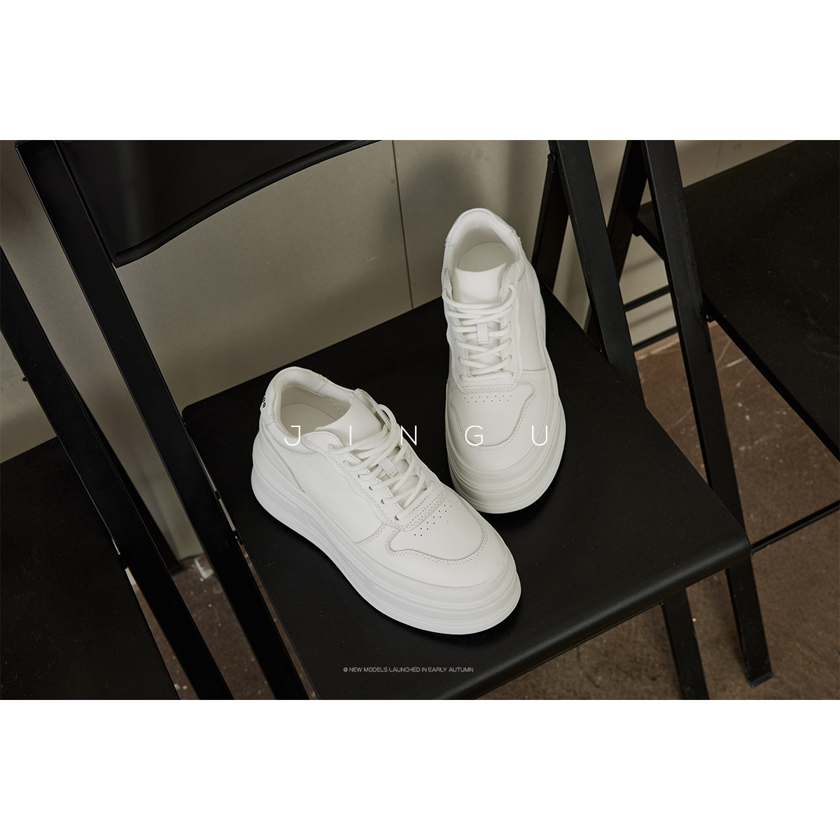 晶咕黑标白色休闲板鞋时尚百搭春夏潮流百搭小白鞋系带低帮