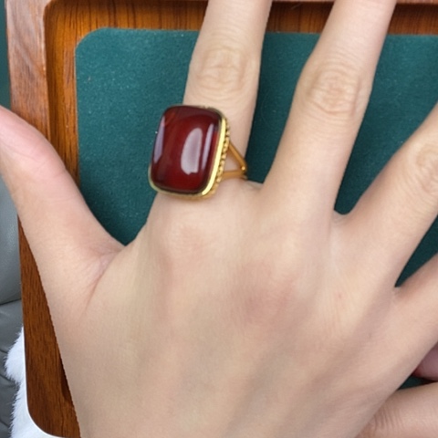 血珀戒指银S925镶嵌戒指