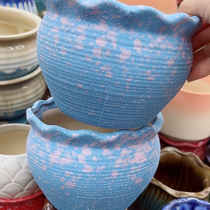 多肉绿植陶瓷花盆9.9包邮，有孔