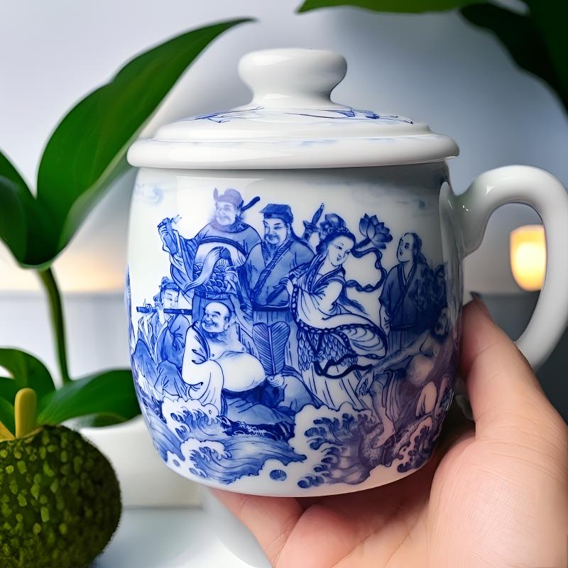 纯手工手绘八仙过海办公杯380容量