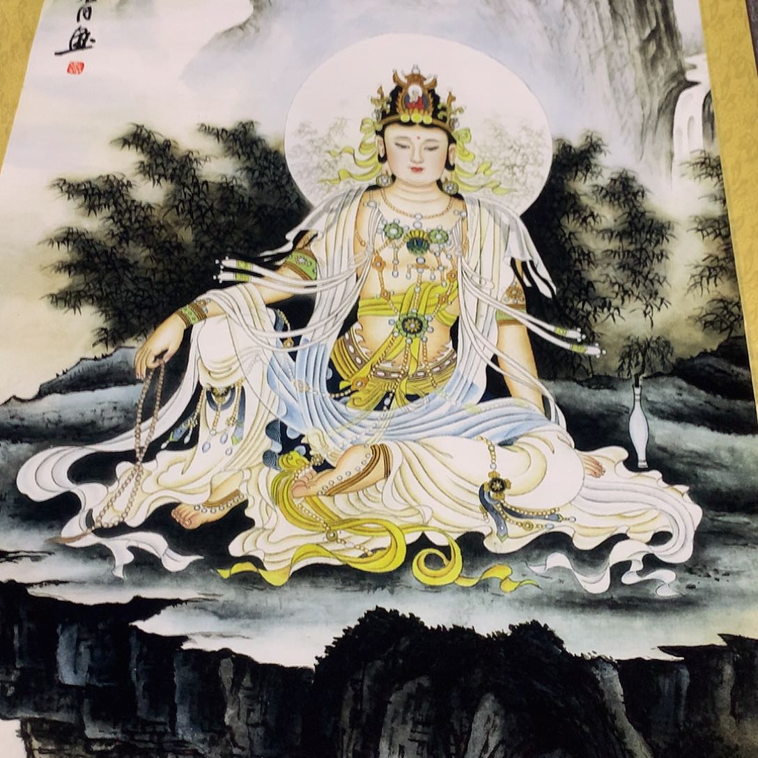 竖款印观音一副的