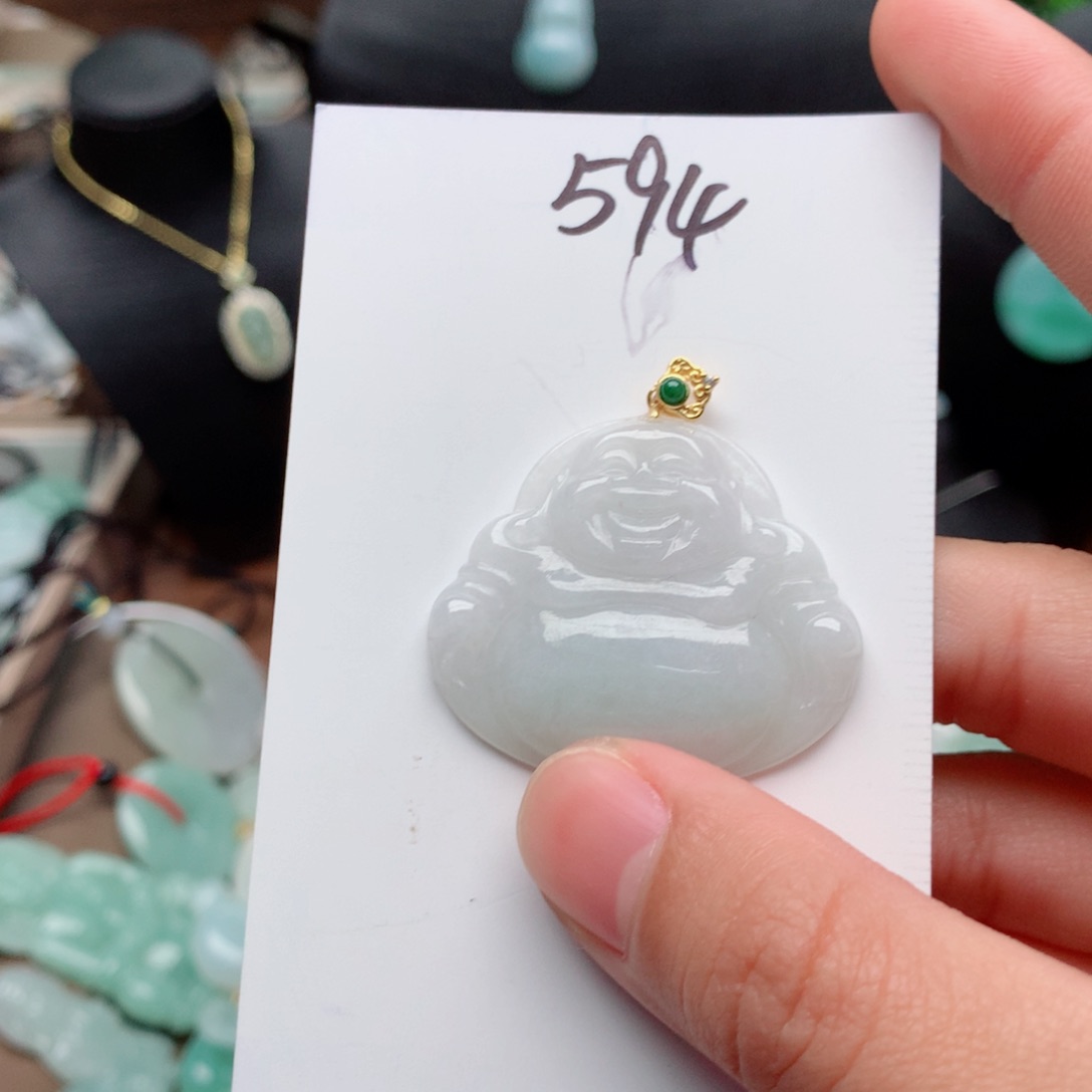 翡翠颈饰银S925镀金镶嵌吊坠