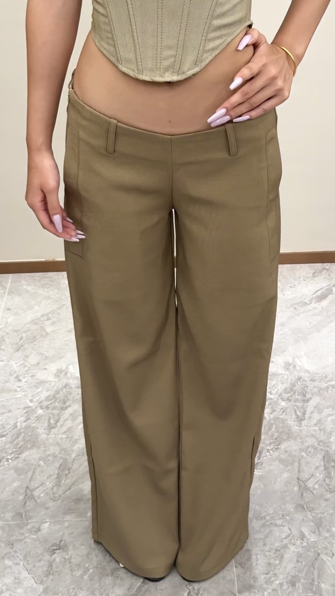 MKrave气质女王秋季新款低腰设计感职场女性西裤宽松阔腿长裤
