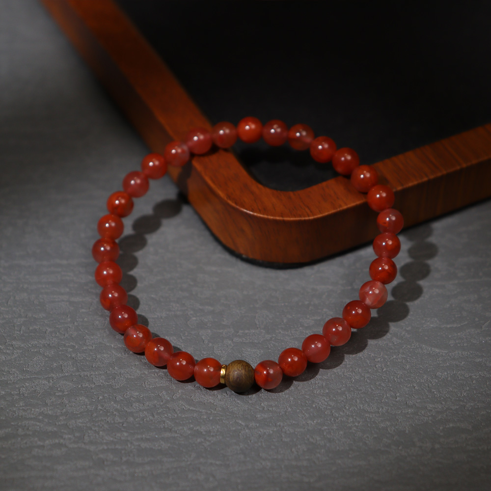 南红手串·约6mm配沉香·S925银·多样性发一·SNH270A