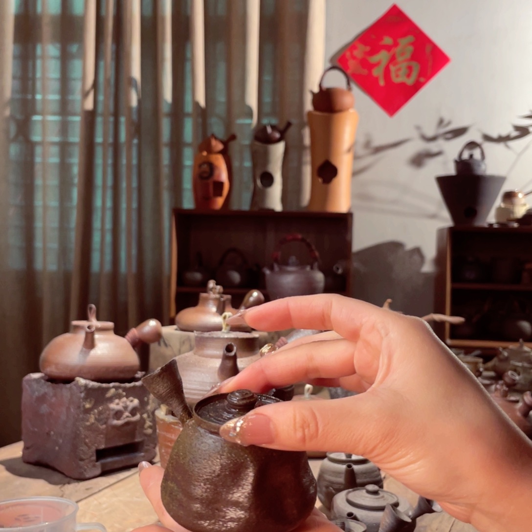 壶陈*天柴烧纯手工手捏酒窝泡茶壶130cc