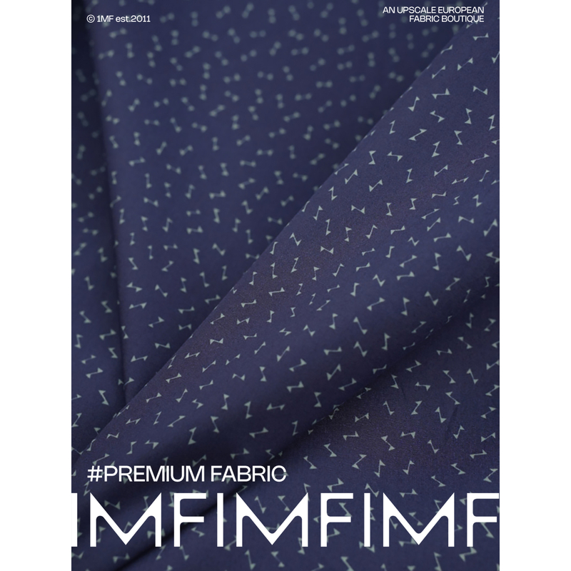 RATTI 纯棉面料藏青色底印花衬衫连衣裙布 宽140CM 意大利进口