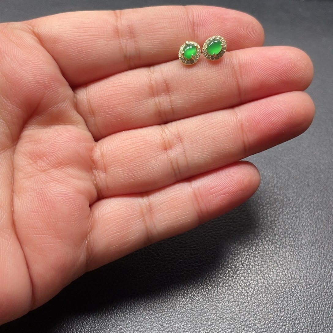 翡翠银S925镶嵌耳饰