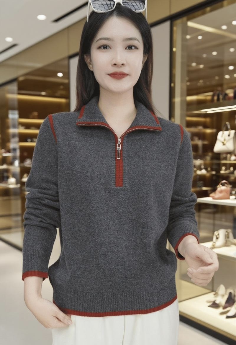 （原版正品）2025秋冬保暖流行时尚女装宽松女士高领独特漂亮上装1