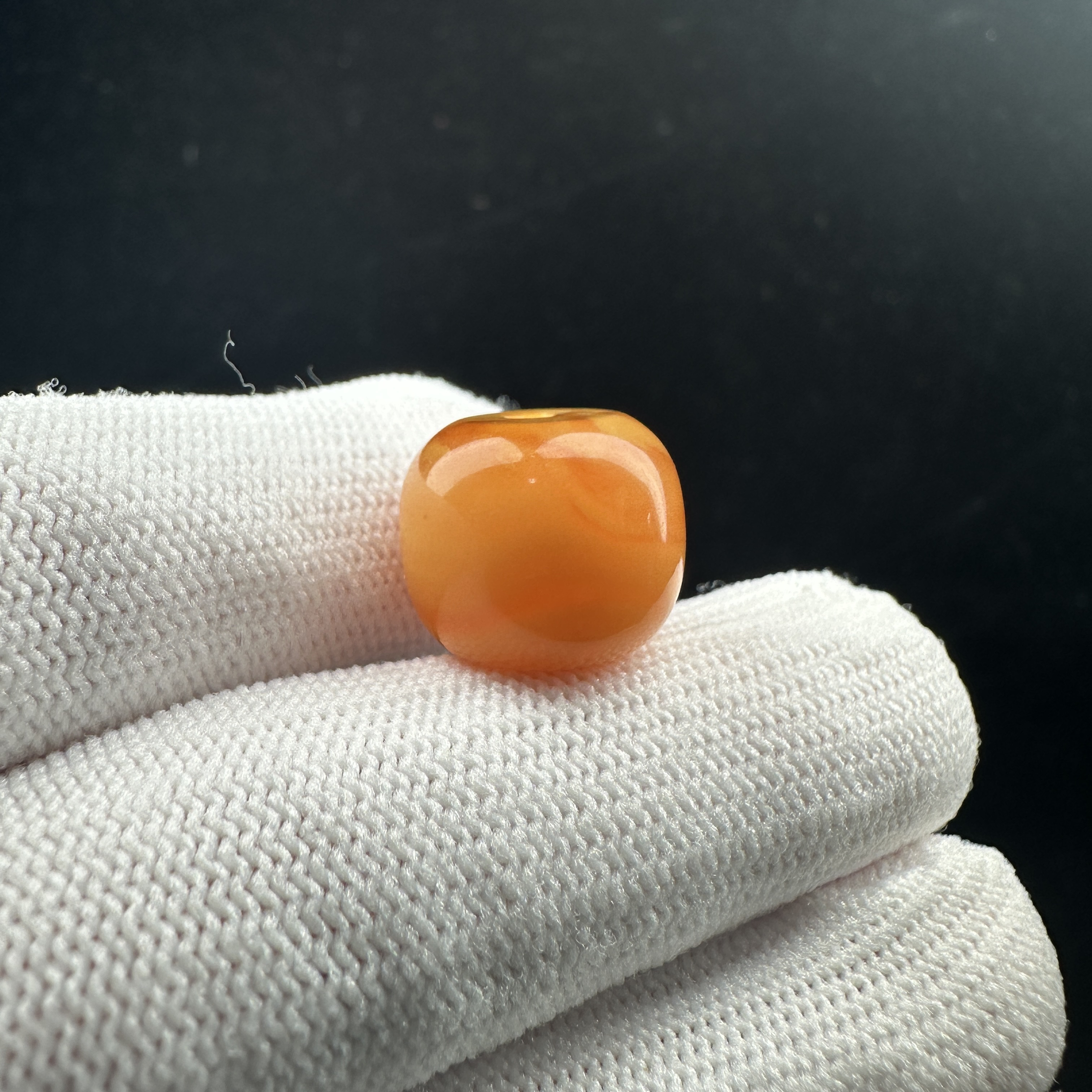 A65-92天然原矿蜜蜡 鸡油红墩子 14.4*12.1mm支持复检