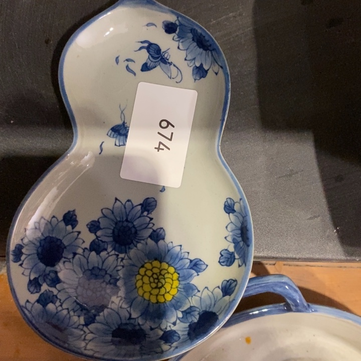 青花瓷景德镇手绘向日葵葫芦碟