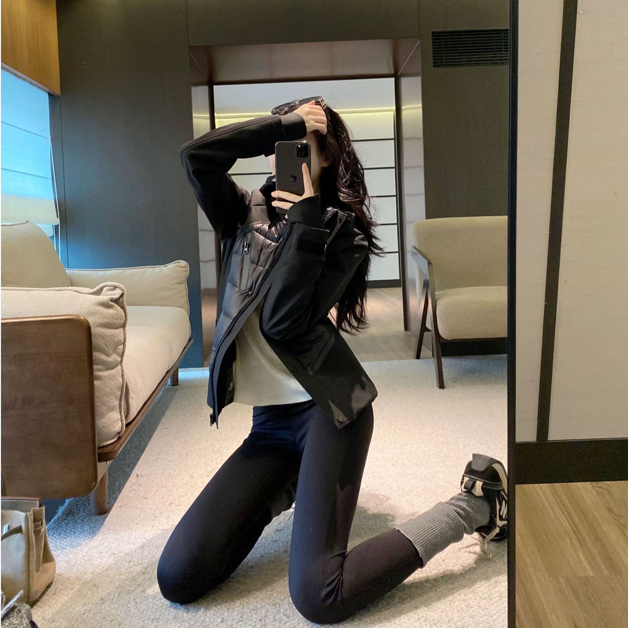 爆款极寒保暖冲锋衣拼接款时髦显瘦绒羽绒服