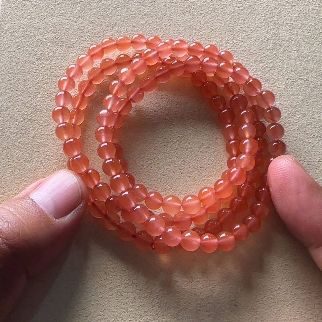 南红玛瑙手链未镶嵌樱花粉5.8