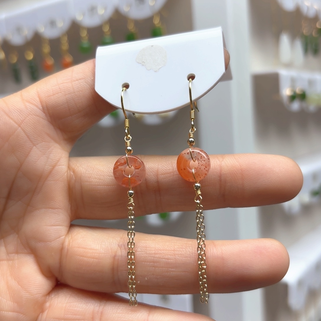 南红玛瑙耳饰银S925镶嵌