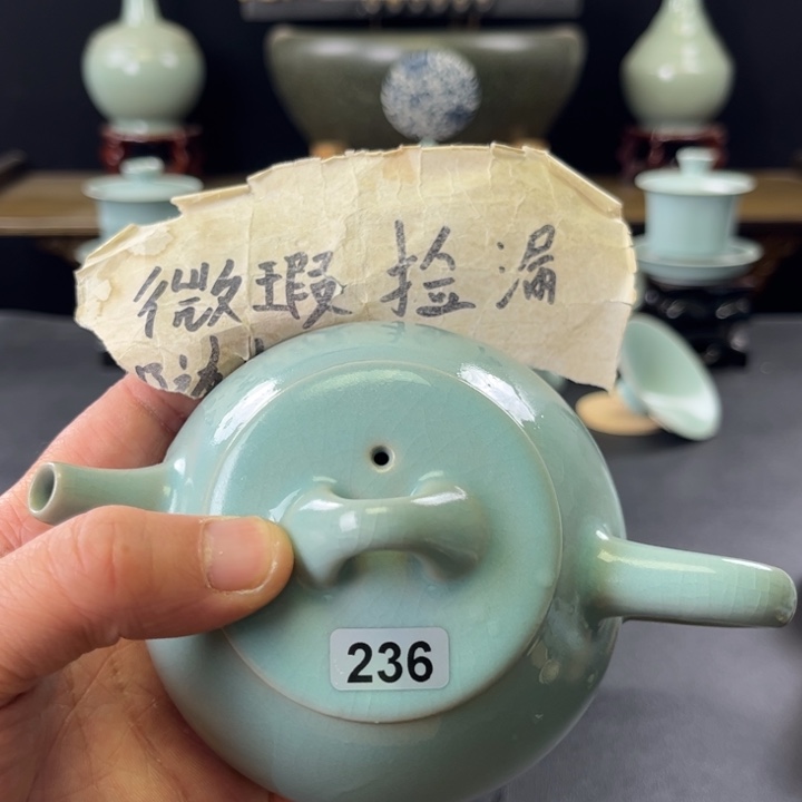 杯仿古釉汝官窑石瓢壶236号微瑕捡漏