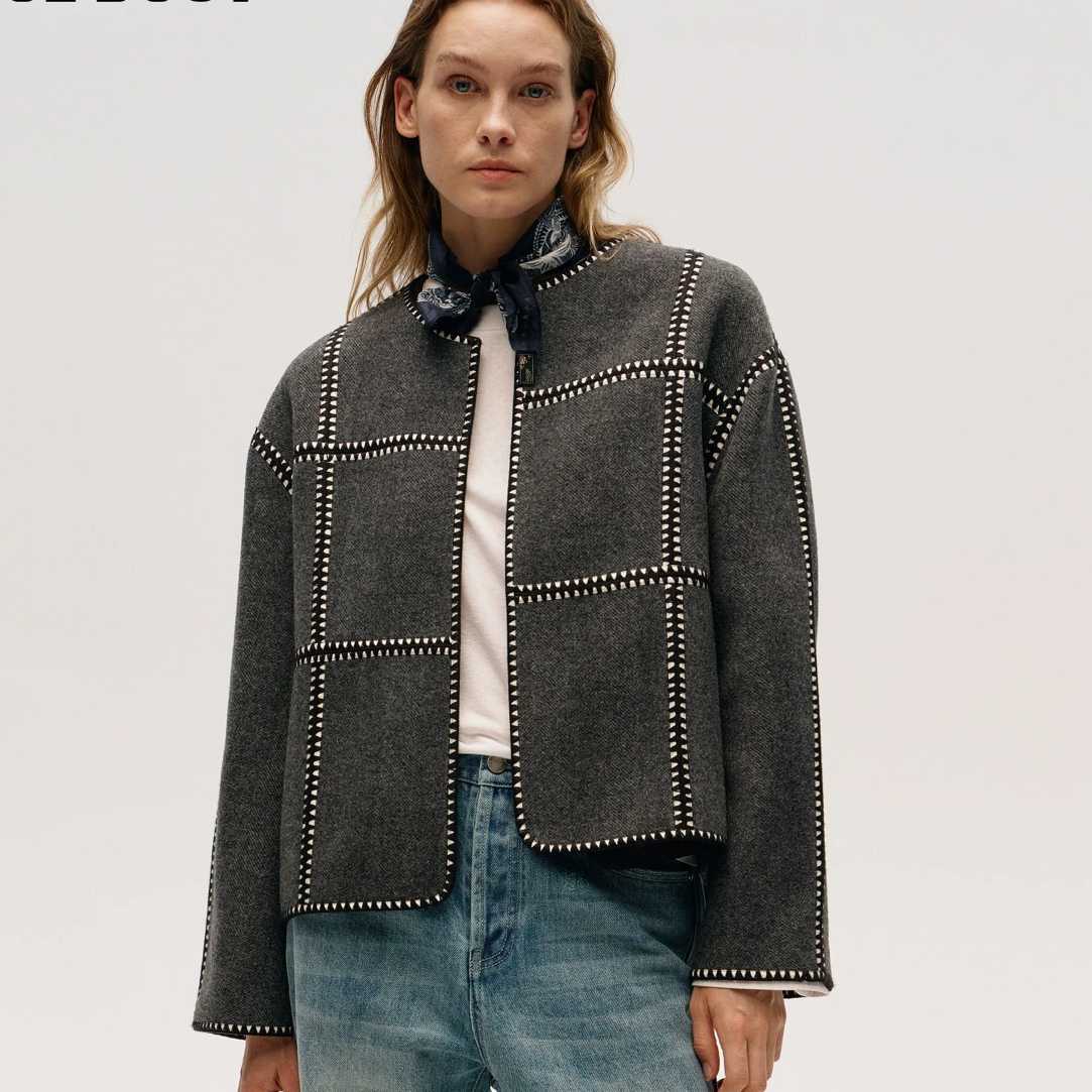 ICEDUST绵羊毛双面呢大衣外套女25FW冬季新款宽松气质毛呢外套