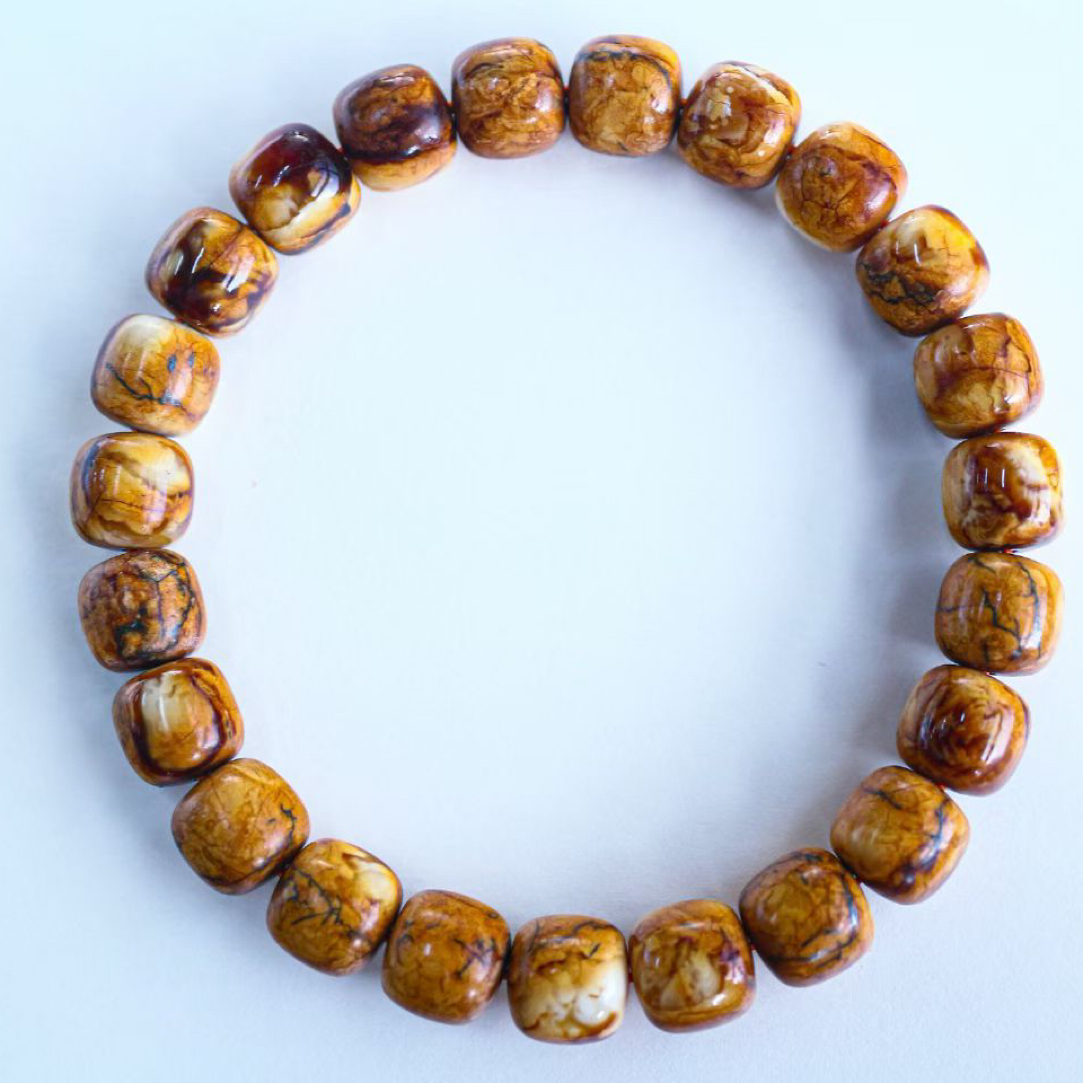 10m同料满沁色瓷白花蜡老型手串，蜡质浓郁，颗颗满沁