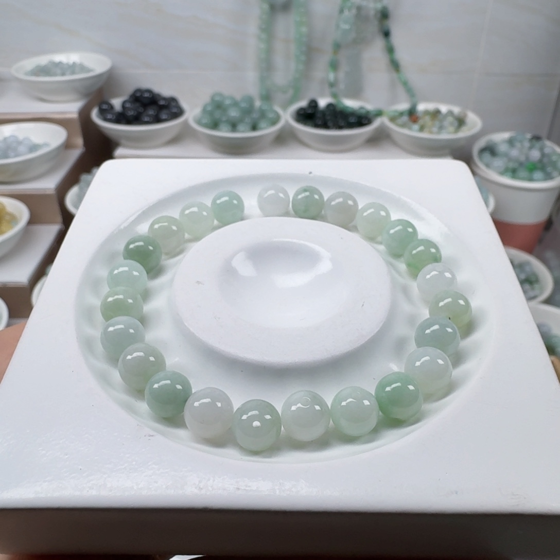 翡翠未镶嵌手链缅甸翡翠A货卡7.5mm