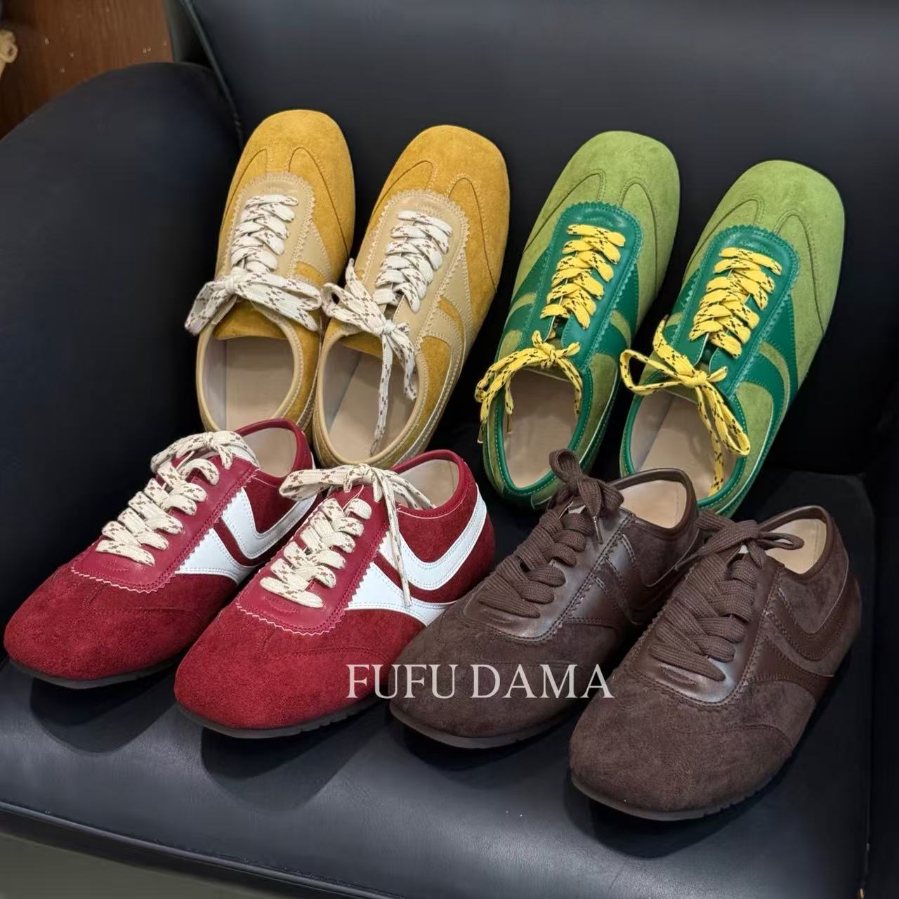 【胖福福大码女鞋】复古德训鞋百搭平底休闲鞋女运动板鞋透气