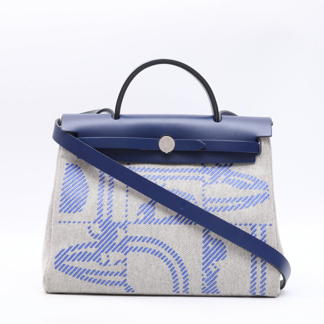 99新 Hermes/爱马仕 小花双双 Herbag 31 牛皮 Z刻 银扣 