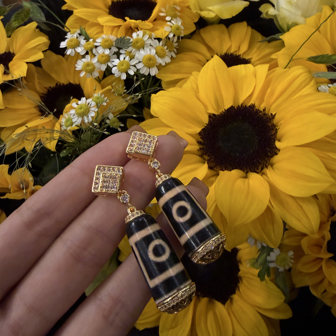 铜合金耳饰 自留款高端天珠耳环 （天珠随机）