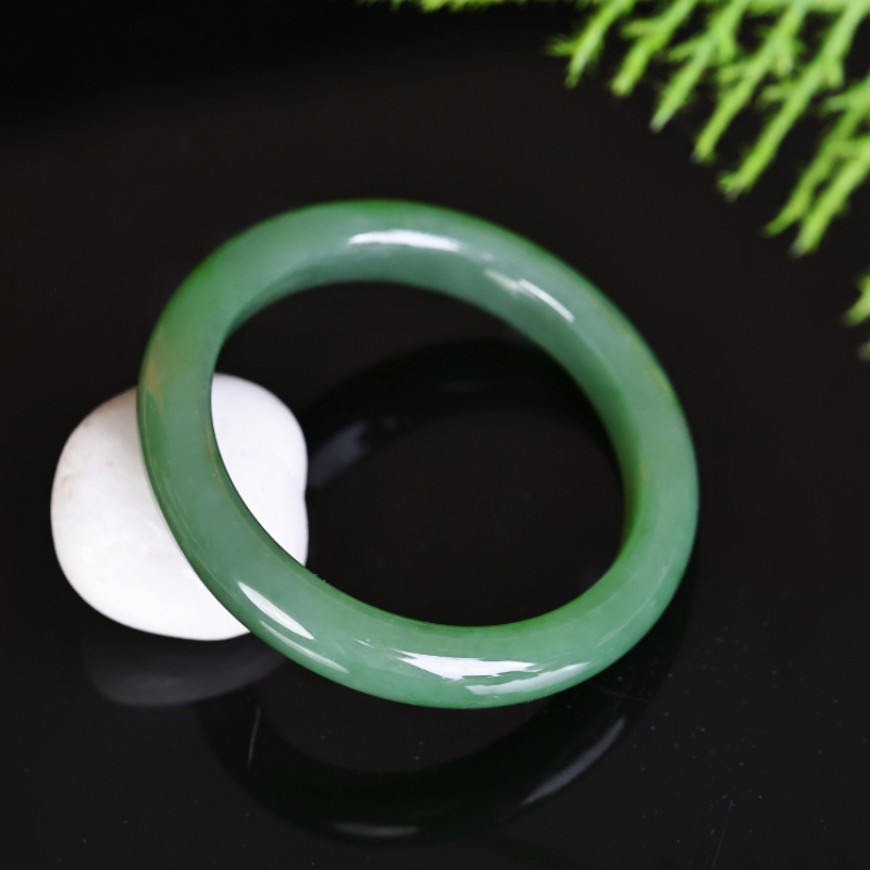 新款高级定制款天然和田玉正圈粉青手镯百搭时尚JJLLF51021008