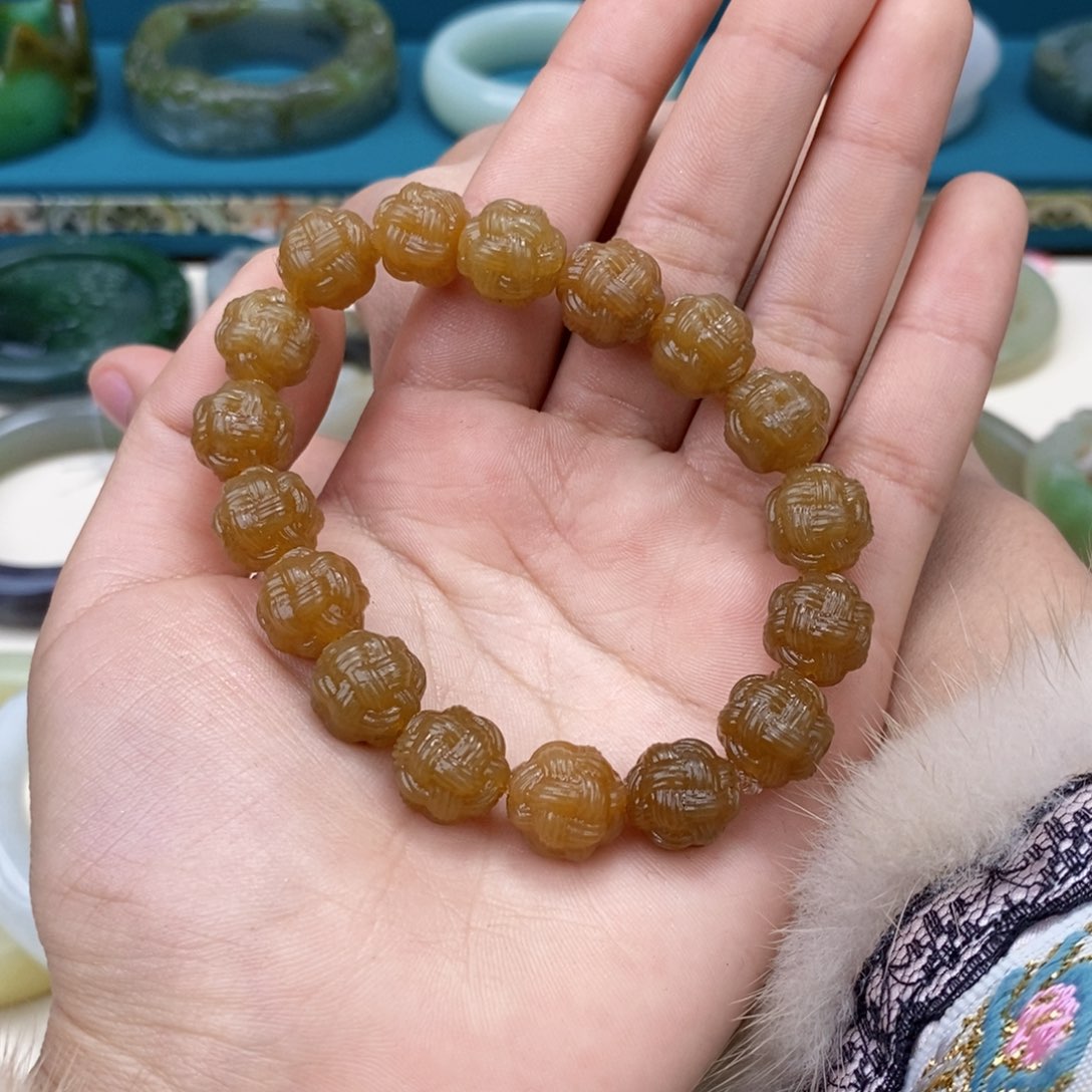 和田玉手串 定制未镶嵌乌***