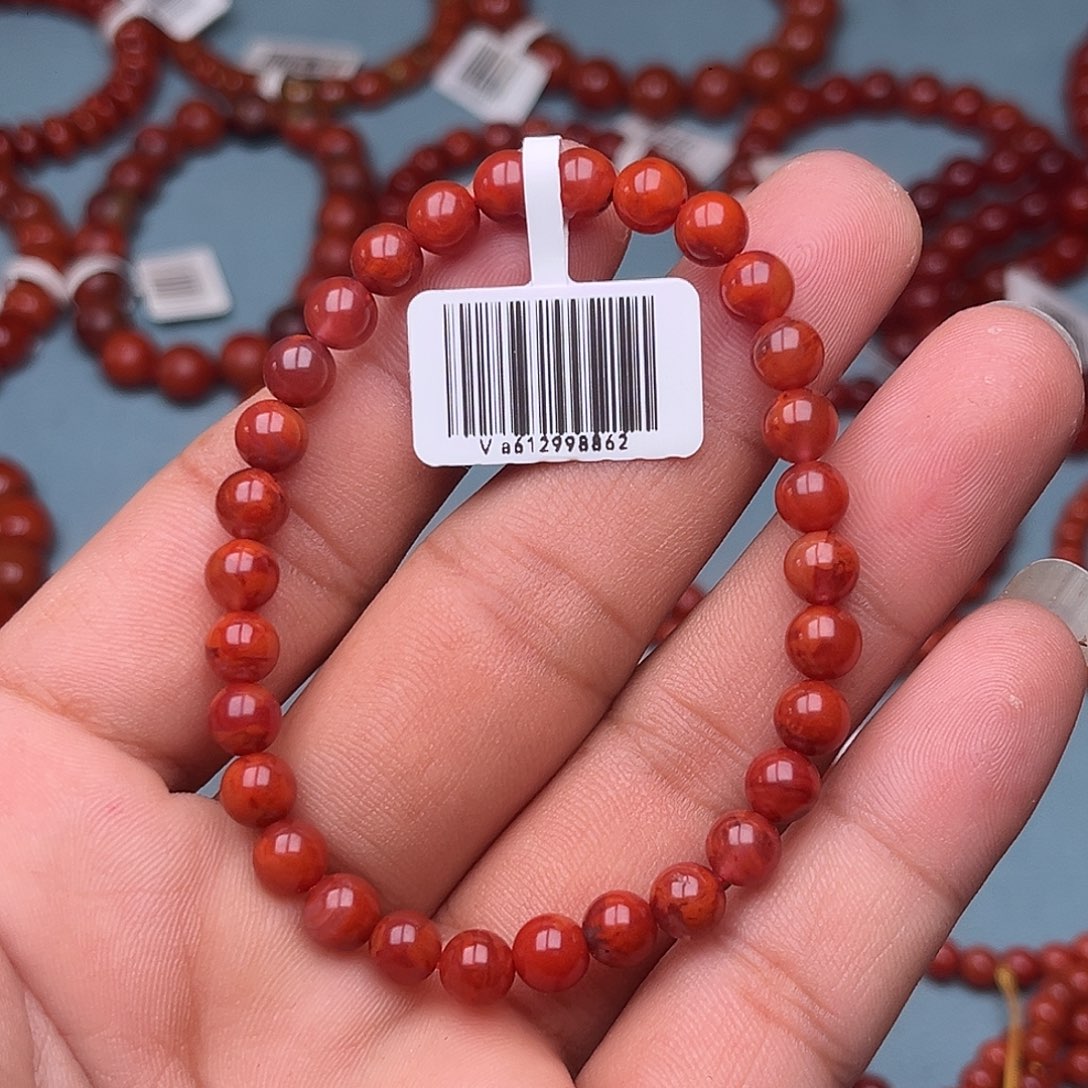 南红玛瑙未镶嵌手链玫红卡6