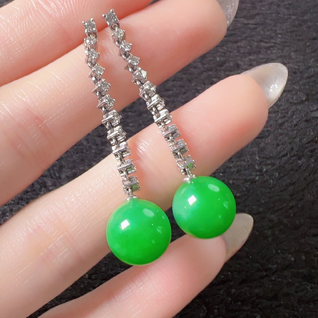 翡翠18K金镶嵌耳饰咏*签收后24小时鉴赏期