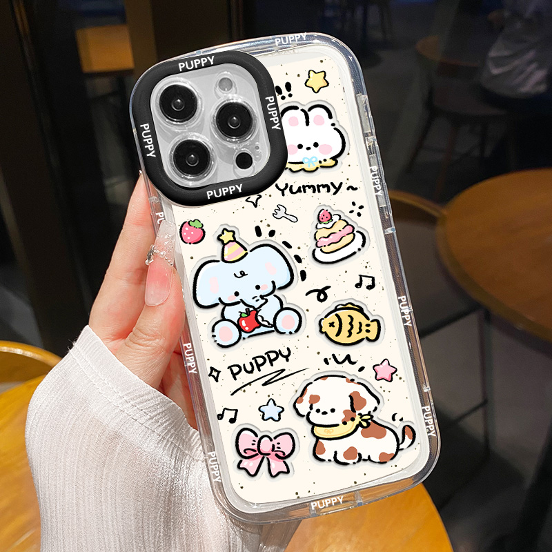 【苹果/华为/荣耀/OPPO/vivo小米】泼墨小象直边奶油包边手机壳