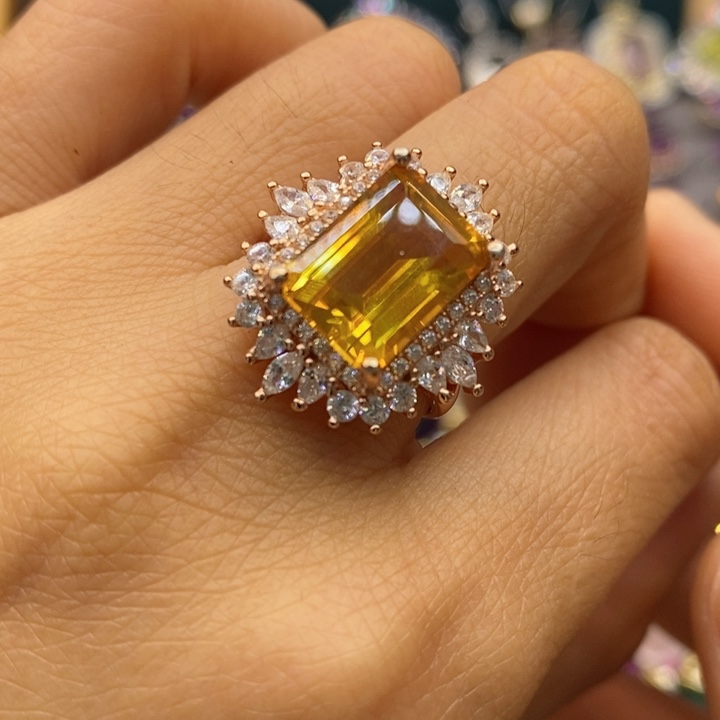 水晶戒指银S925镶嵌天然水晶戒指