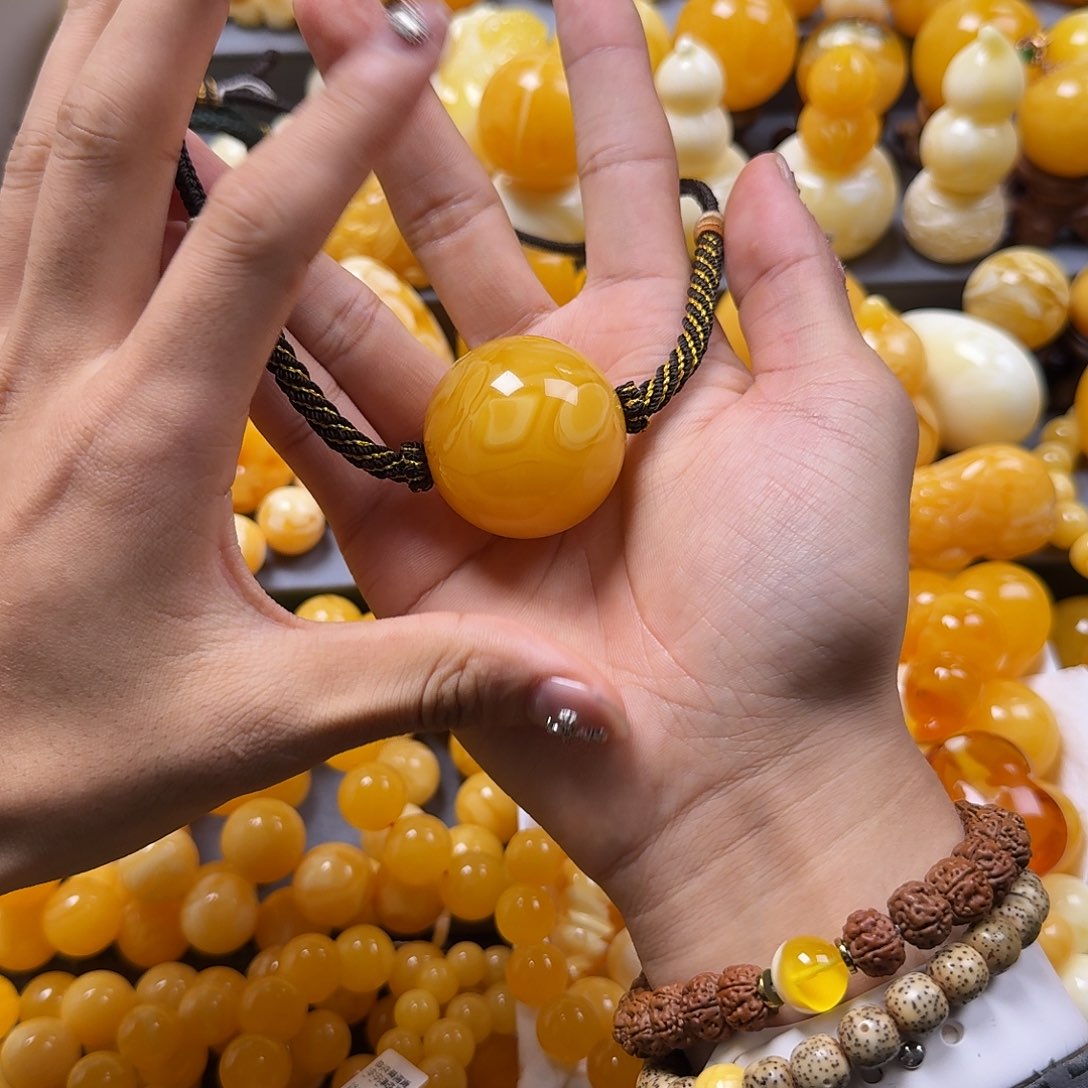 琥珀珠宝奇石未镶嵌锁骨36mm