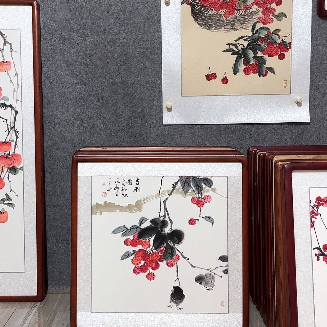 国画书画作品带框63×63