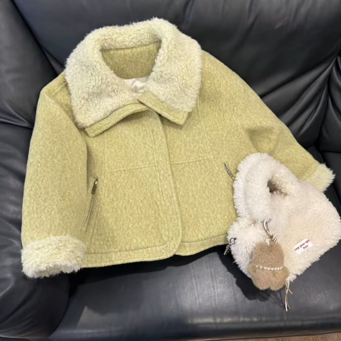 90绒拼接小香风毛呢外套251202