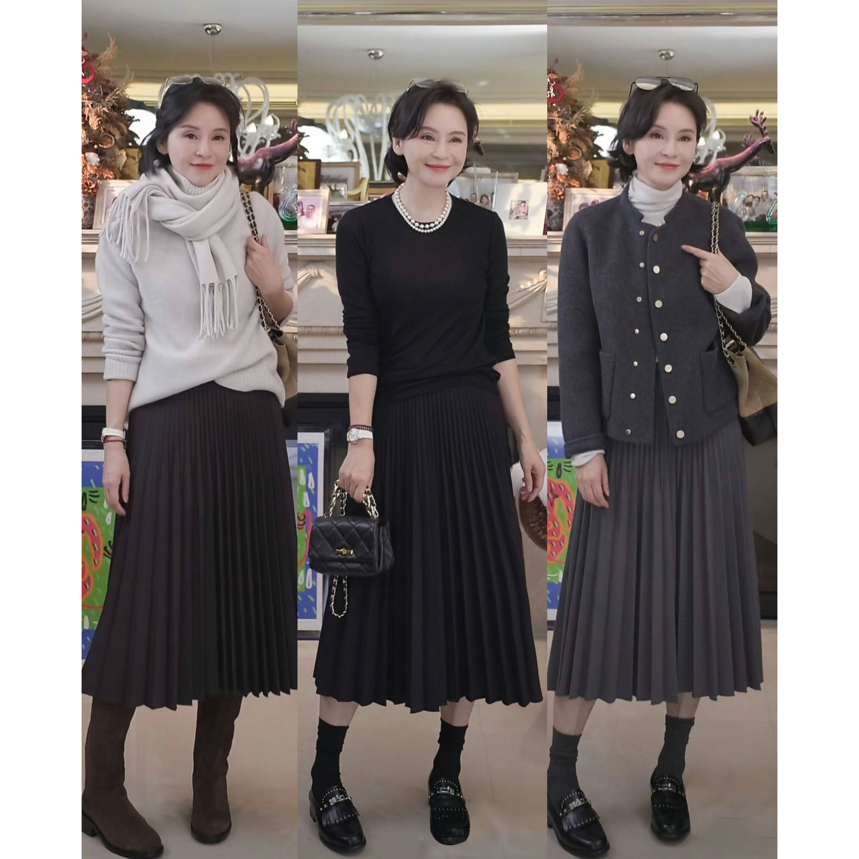 我是摩羯 新英格兰 可水洗灵动伞摆渐变压褶风琴褶半裙