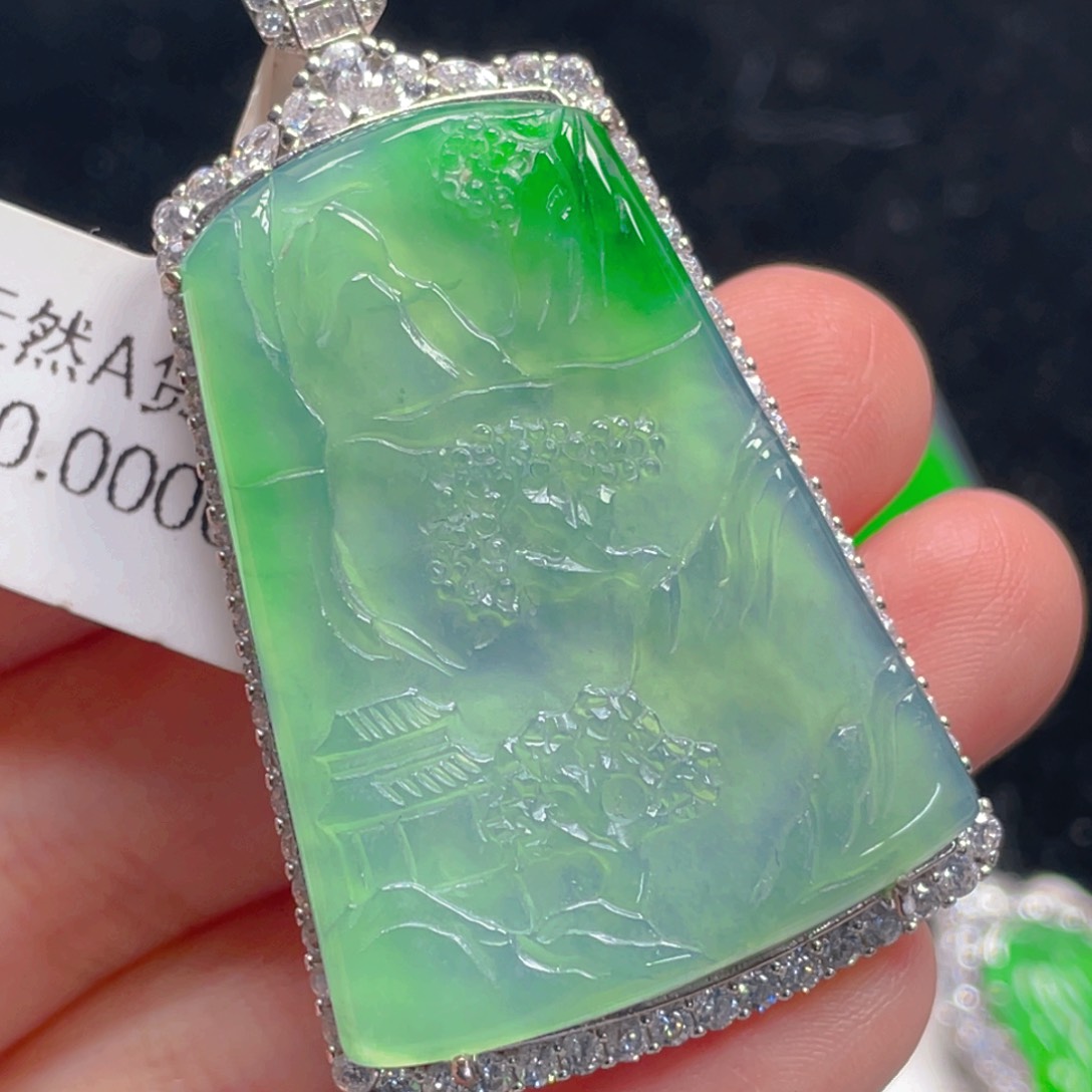 翡翠吊坠(不含链)银S925镶嵌