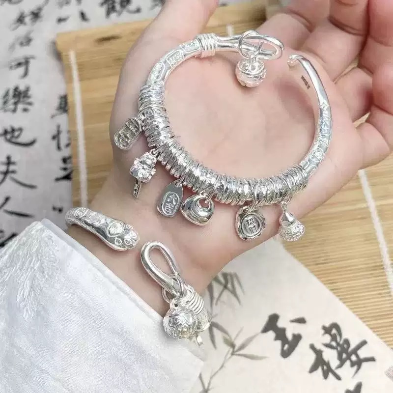 Z08可调节女开口实心猫爪盘缠原创设计民族风格