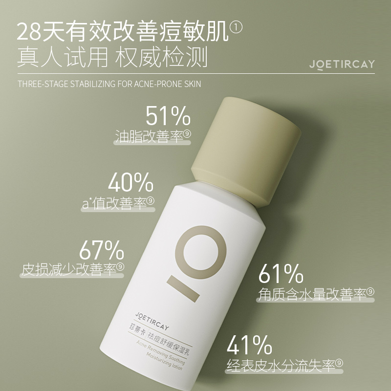 Joetircay/珍蒂卡祛痘舒缓保湿乳男女学生痘肌100g